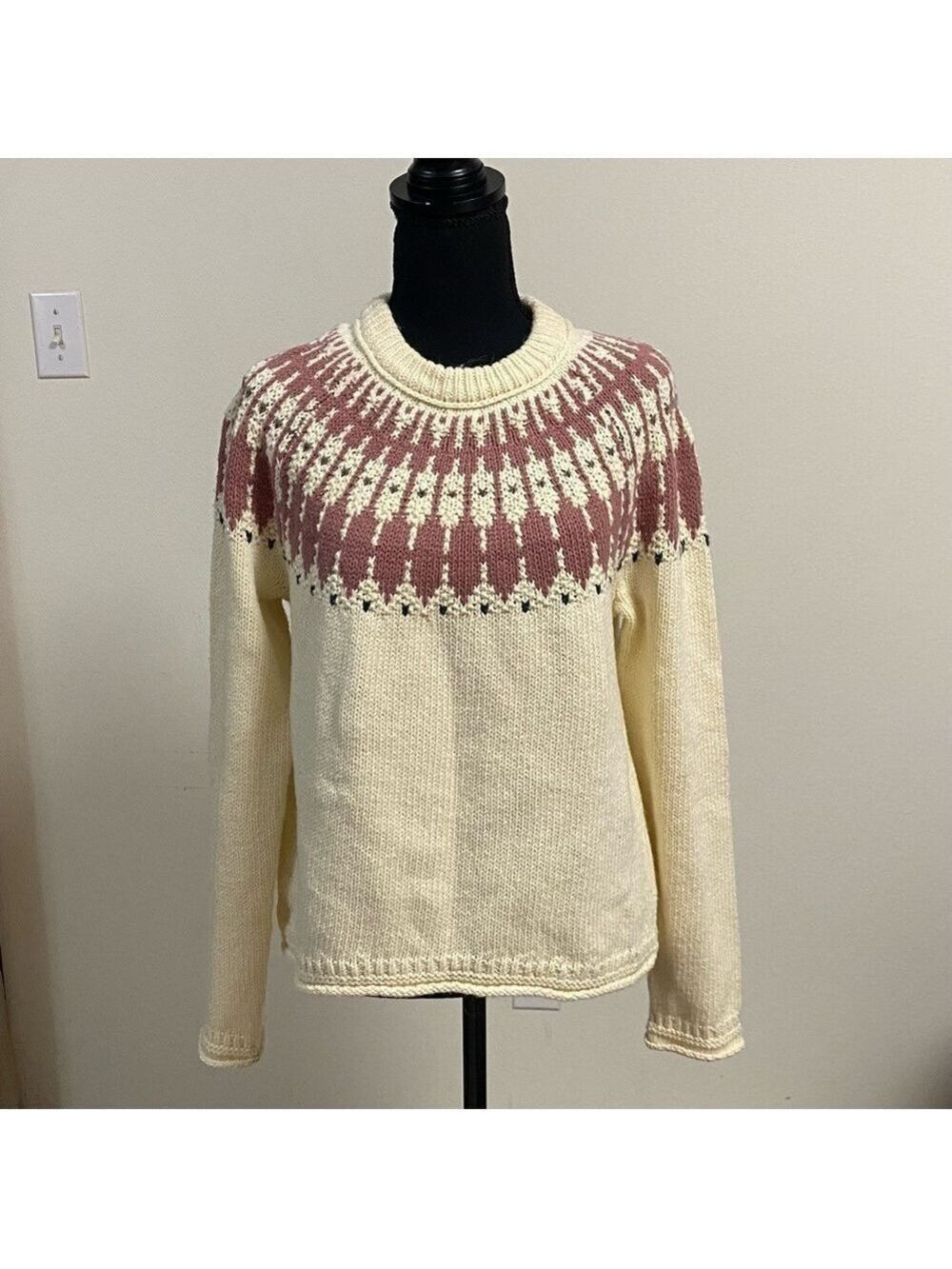 Madewell Sweater Women’s Medium Cream Fair Isle Keaton Pullover Cotton Alpaca